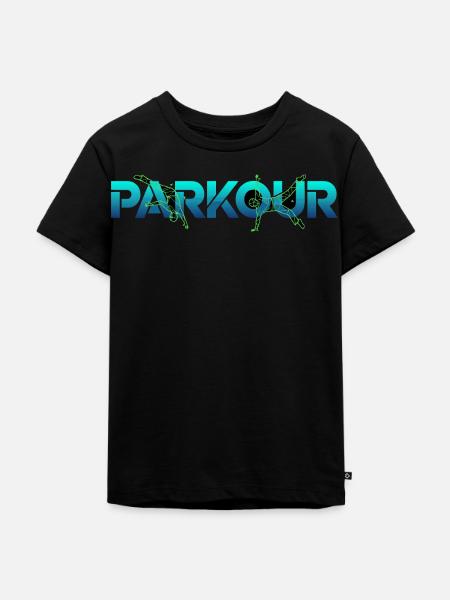 Parkour Freerunning Schriftzug - Kinder Premium Bio T-Shirt - Schwarz