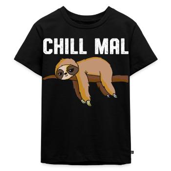 Chill mal Faultier - Kinder Premium Bio T-Shirt - Schwarz - Vorne - Mikhail (115cm)