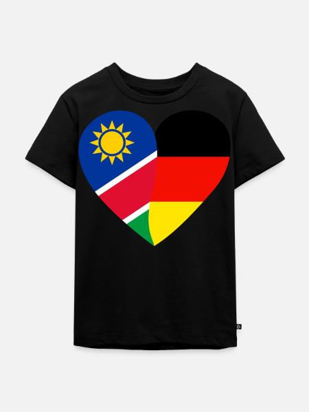 Namibia Deutschland Herz Flaggenherz - Kinder Premium Bio T-Shirt - Schwarz