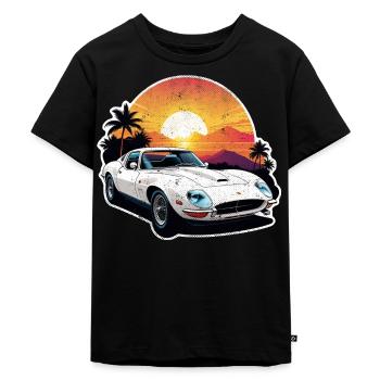 Oldtimer Sonnenuntergang - Kinder Premium Bio T-Shirt - Schwarz - Vorne - Mikhail (115cm)