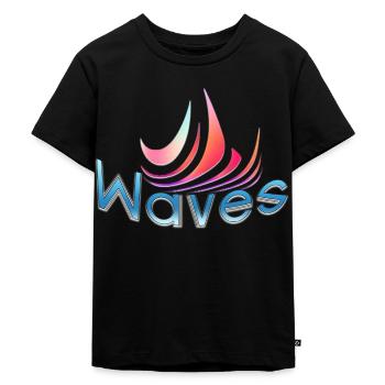 Waves Design - Kinder Premium Bio T-Shirt - Schwarz - Vorne - Mikhail (115cm)