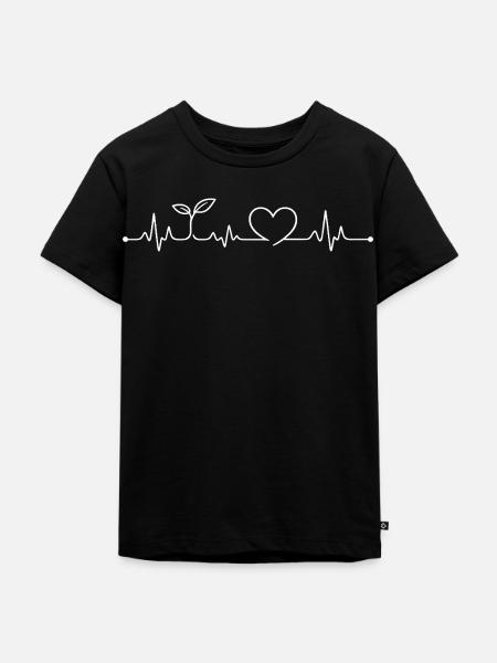 Veganer Herzschlag vegan - Kinder Premium Bio T-Shirt - Schwarz