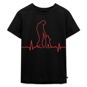 Father and son heartbeat EKG frequency - Kinder Premium Bio T-Shirt - Schwarz - Vorne - Mikhail (115cm)