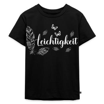 Leichtigkeit Feder Freude Schmetterling - Kinder Premium Bio T-Shirt - Schwarz - Vorne - Mikhail (115cm)