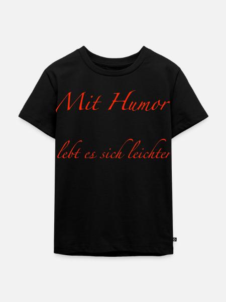 mit Humor - Kinder Premium Bio T-Shirt - Schwarz
