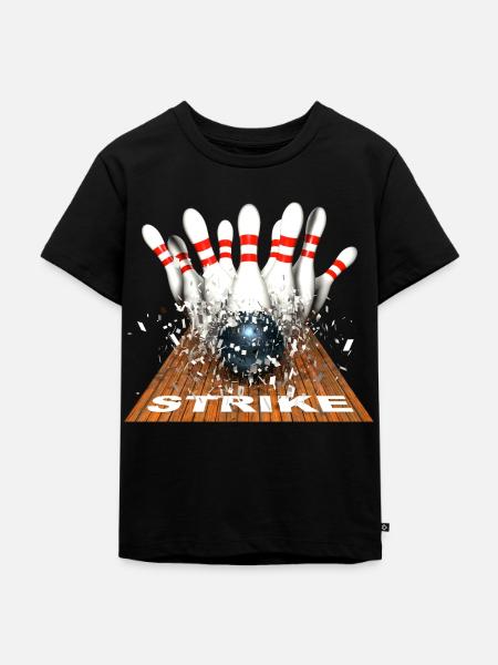 Strike Bowling - Kinder Premium Bio T-Shirt - Schwarz