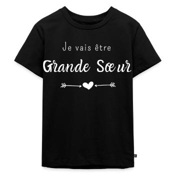 Je vais être grande sœur - T-shirt Premium bio Enfant - noir - Devant - Mikhail (115cm)