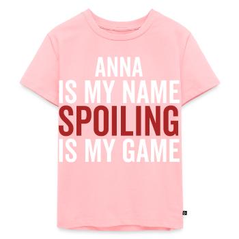 Anna est mon nom Spoiling est mon jeu - T-shirt Premium bio Enfant - rose - Devant - AI Model Kid Female (0cm)