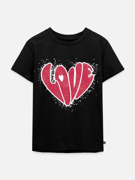 Love Heart Retro - Kinder Premium Bio T-Shirt - Schwarz