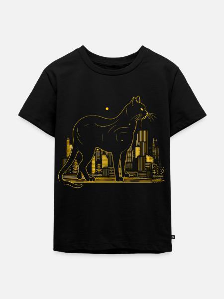Katze Großstadt gelb Geschenk - Kinder Premium Bio T-Shirt - Schwarz