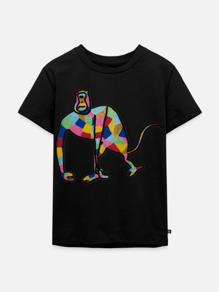 Bunter Affe - Kinder Premium Bio T-Shirt - Schwarz