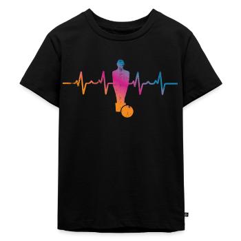 Tischfußball Herzschlag - Kinder Premium Bio T-Shirt - Schwarz - Vorne - Mikhail (115cm)