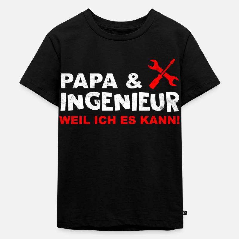 Papa & Ingenieur Spruch Vatertags Geschenk - Kinder Premium Bio T-Shirt - Schwarz