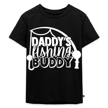 Kinder Angeln mit Papa lustiger Spruch Geschenk - Kinder Premium Bio T-Shirt - Schwarz - Vorne - Mikhail (115cm)