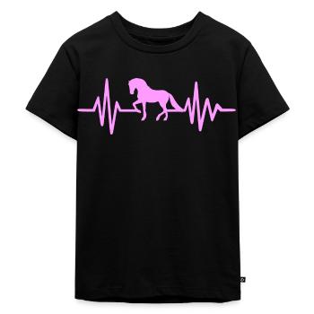 Reiten Herzfrequenz Reiten - Kinder Premium Bio T-Shirt - Schwarz - Vorne - Mikhail (115cm)