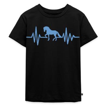 Reiten Herzfrequenz Reiten - Kinder Premium Bio T-Shirt - Schwarz - Vorne - Mikhail (115cm)
