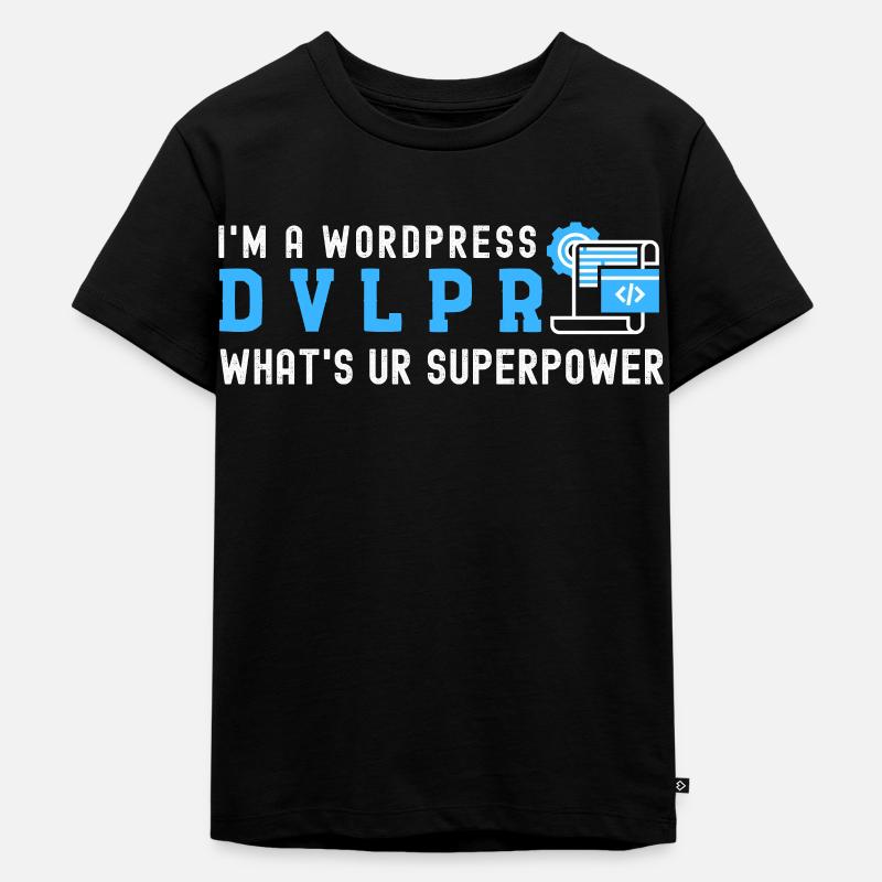 Ich bin ein WordPress DEVELOPER Was ist Ihre Supermacht - Kinder Premium Bio T-Shirt - Schwarz
