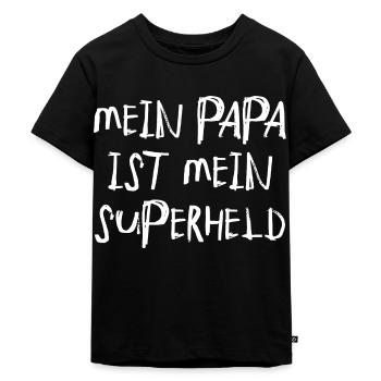 Papa ist mein Superheld Schrift Spruch - Kinder Premium Bio T-Shirt - Schwarz - Vorne - Mikhail (115cm)
