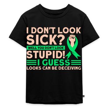 Ich sehe nicht krank aus Leberkrebs - Kinder Premium Bio T-Shirt - Schwarz - Vorne - Mikhail (115cm)