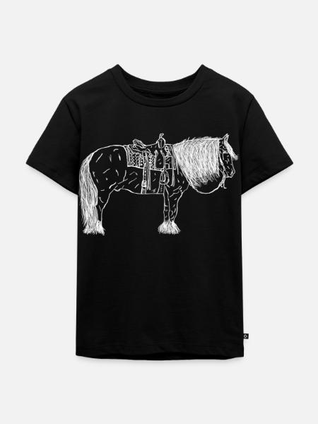 Pferd mit Sattel - Kinder Premium Bio T-Shirt - Schwarz