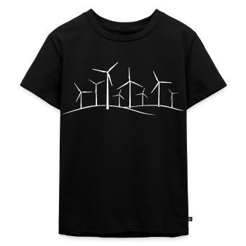 Windrad, wind power, Energie, windmill, Windpark, - Kinder Premium Bio T-Shirt - Schwarz - Vorne - Mikhail (115cm)