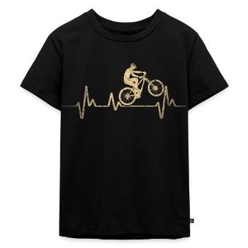 Herz für Mountainbike - Mountainbiker Mountainbike - Kinder Premium Bio T-Shirt - Schwarz - Vorne - Mikhail (115cm)
