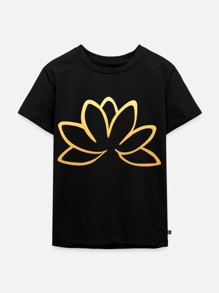 Goldene Lotusblume - Kinder Premium Bio T-Shirt - Schwarz