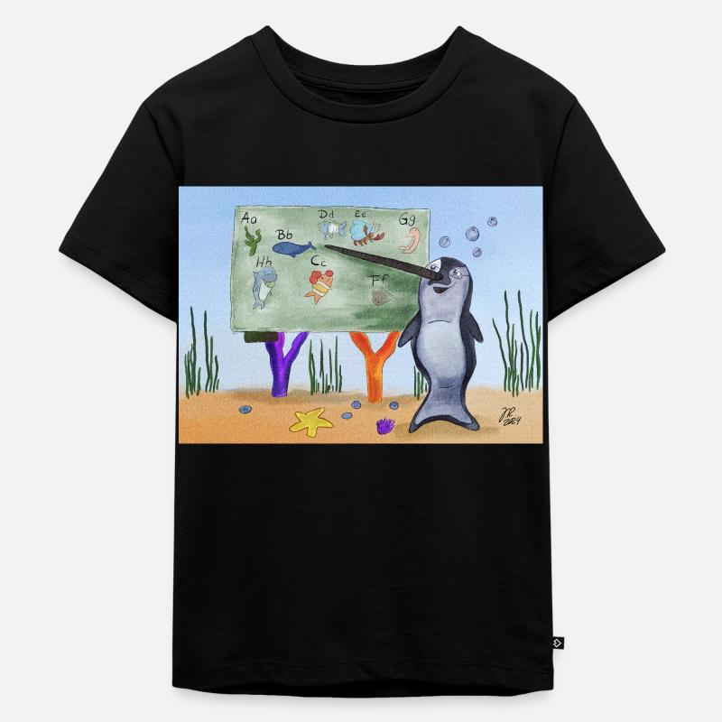 Lehrer Narwal - Kinder Premium Bio T-Shirt - Schwarz