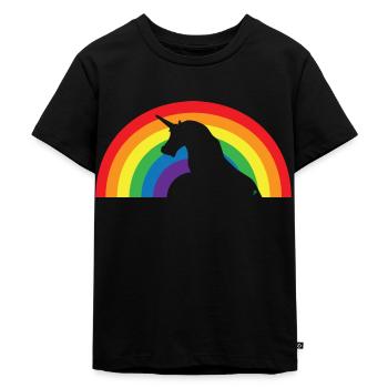 Unicorn and Rainbow - Kids Premium Organic T-Shirt - black - Front - Mikhail (115cm)