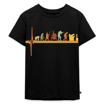 Gaming EKG Herzschlag Evolution Retro Gamer - Kinder Premium Bio T-Shirt - Schwarz - Vorne - Mikhail (115cm)