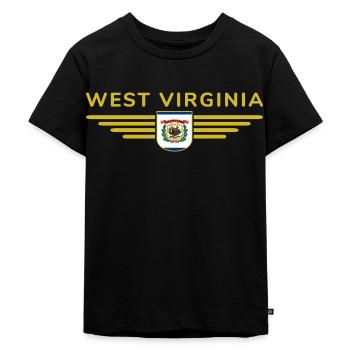 West Virginia Fan Shirt – Nature & Pride - Kids Premium Organic T-Shirt - black - Front - Mikhail (115cm)