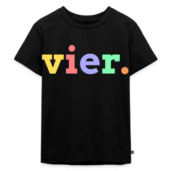 vier 4. Geburtstag - Kinder Premium Bio T-Shirt - Schwarz - Vorne - Mikhail (115cm)