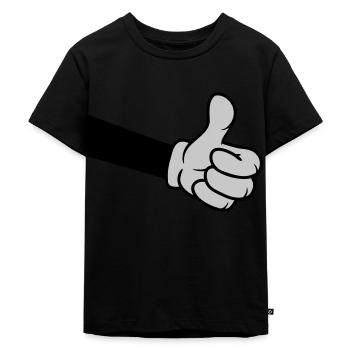 OK Comic Hand Daumen - Kinder Premium Bio T-Shirt - Schwarz - Vorne - Mikhail (115cm)