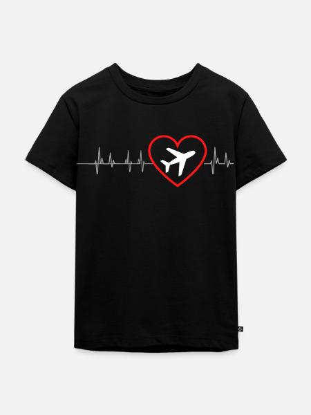 Flugzeug Plane Flieger Frequenz - Kinder Premium Bio T-Shirt - Schwarz