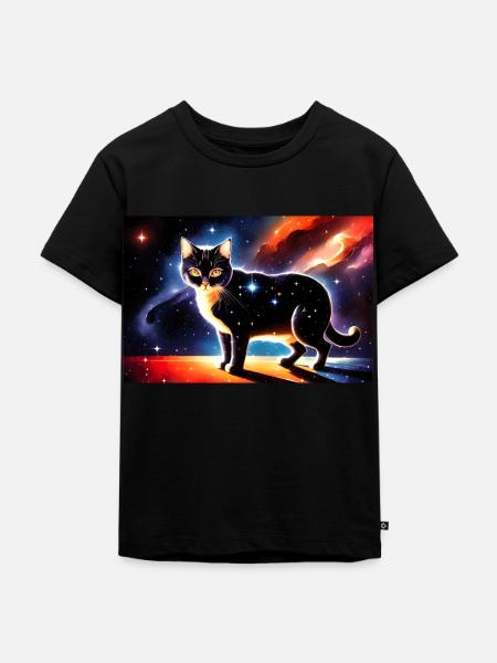 Galaxy Cat - Kids Premium Organic T-Shirt - black