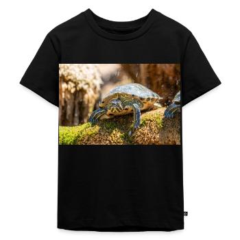 Gelbbauch-Slider Trachemys scripta scripta - Kinder Premium Bio T-Shirt - Schwarz - Vorne - Mikhail (115cm)
