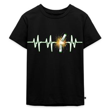 Heartbeat Böller - Kinder Premium Bio T-Shirt - Schwarz - Vorne - Mikhail (115cm)