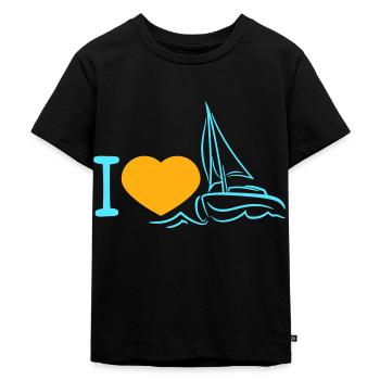 I love Sailing Segel Herz Symbol Segelcrew Logo - Kinder Premium Bio T-Shirt - Schwarz - Vorne - Mikhail (115cm)