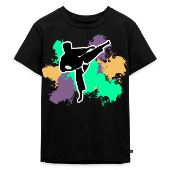 Karate Kampfsport - Kinder Premium Bio T-Shirt - Schwarz - Vorne - Mikhail (115cm)