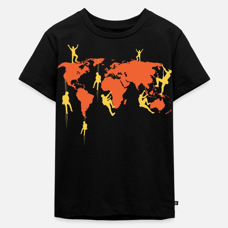 Climbing The World Earth Globe Climber Boulderer - Kinder Premium Bio T-Shirt - Schwarz