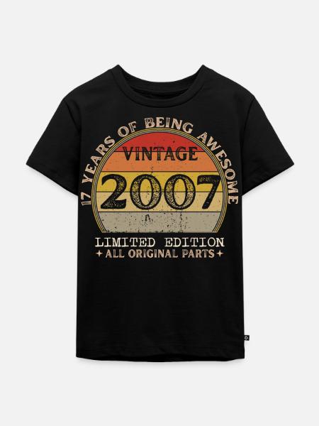 Né en 2007 - Vintage 2007 Anniversaire Rétro - T-shirt Premium bio Enfant - noir