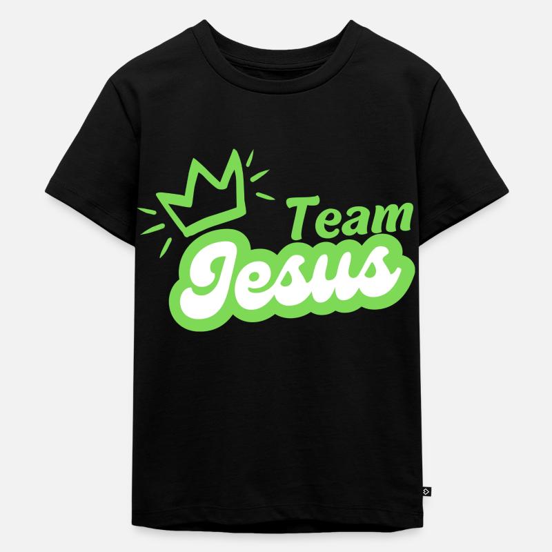 Team Jesus mit Krone - Kinder Premium Bio T-Shirt - Schwarz