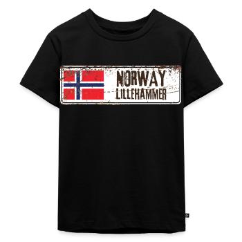 Lillehammer Norvège Drapeau - T-shirt Premium bio Enfant - noir - Devant - Mikhail (115cm)