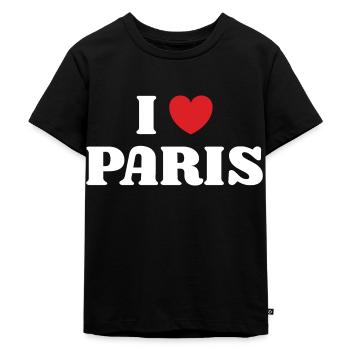 I love Paris - Kids Premium Organic T-Shirt - black - Front - Mikhail (115cm)