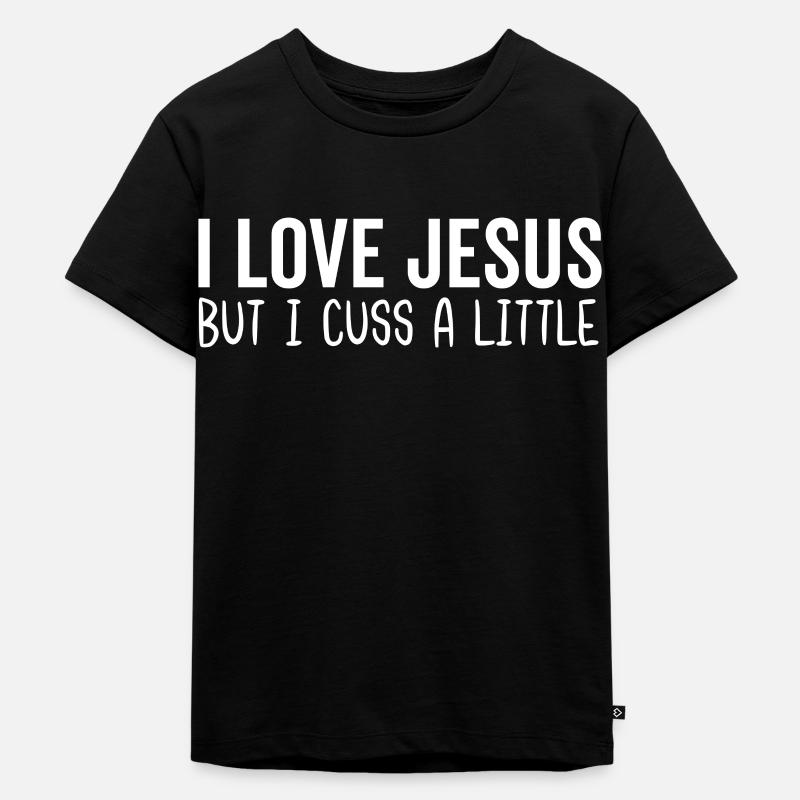 Ich liebe Jesus, aber ich schimpfe ein wenig - Kinder Premium Bio T-Shirt - Schwarz