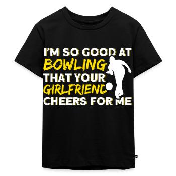Ta copine m’encourage au bowling - T-shirt Premium bio Enfant - noir - Devant - Mikhail (115cm)