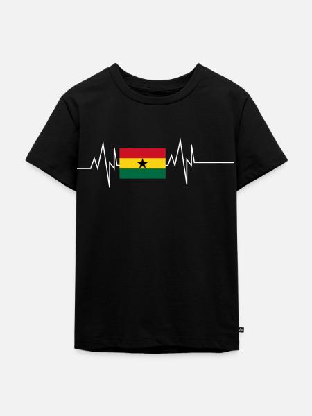 Ghana Flagge Herzschlag - Kinder Premium Bio T-Shirt - Schwarz