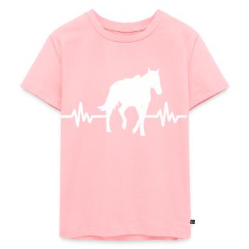 Herzschlag Pferd Hengst Stute Ross Polo - Kinder Premium Bio T-Shirt - Rosa - Vorne - AI Model Kid Female (0cm)