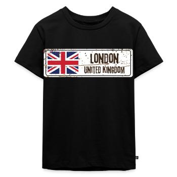 London United Kingdom Flag - Kids Premium Organic T-Shirt - black - Front - Mikhail (115cm)
