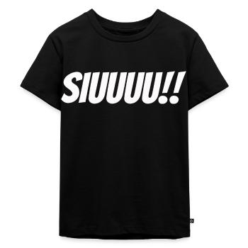 SIUUU weiß SIUU Shirt SIUUUU Hoodie - Kinder Premium Bio T-Shirt - Schwarz - Vorne - Mikhail (115cm)
